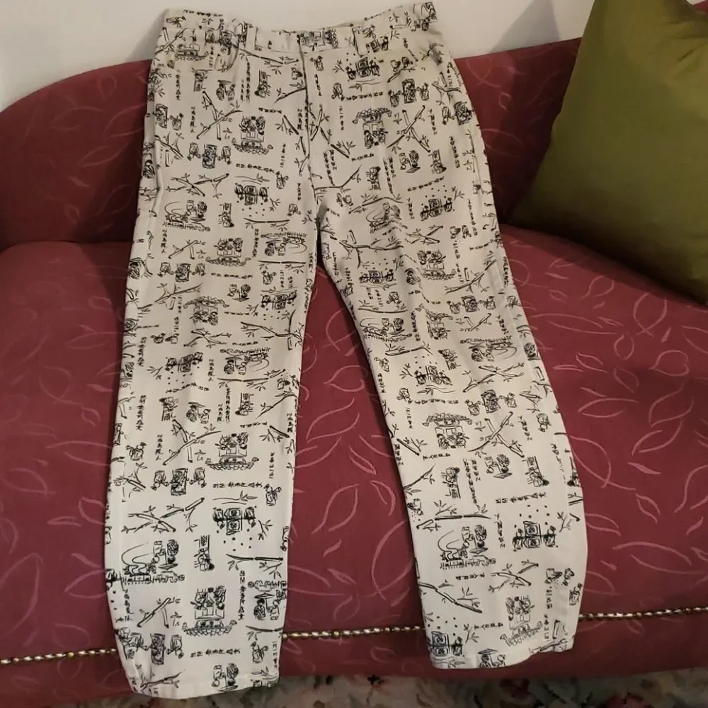 Chico's Design Tan with Black Print Jeans